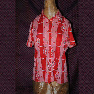 Vintage 1970s TRISSI Button Shirt - Tennis Racquet